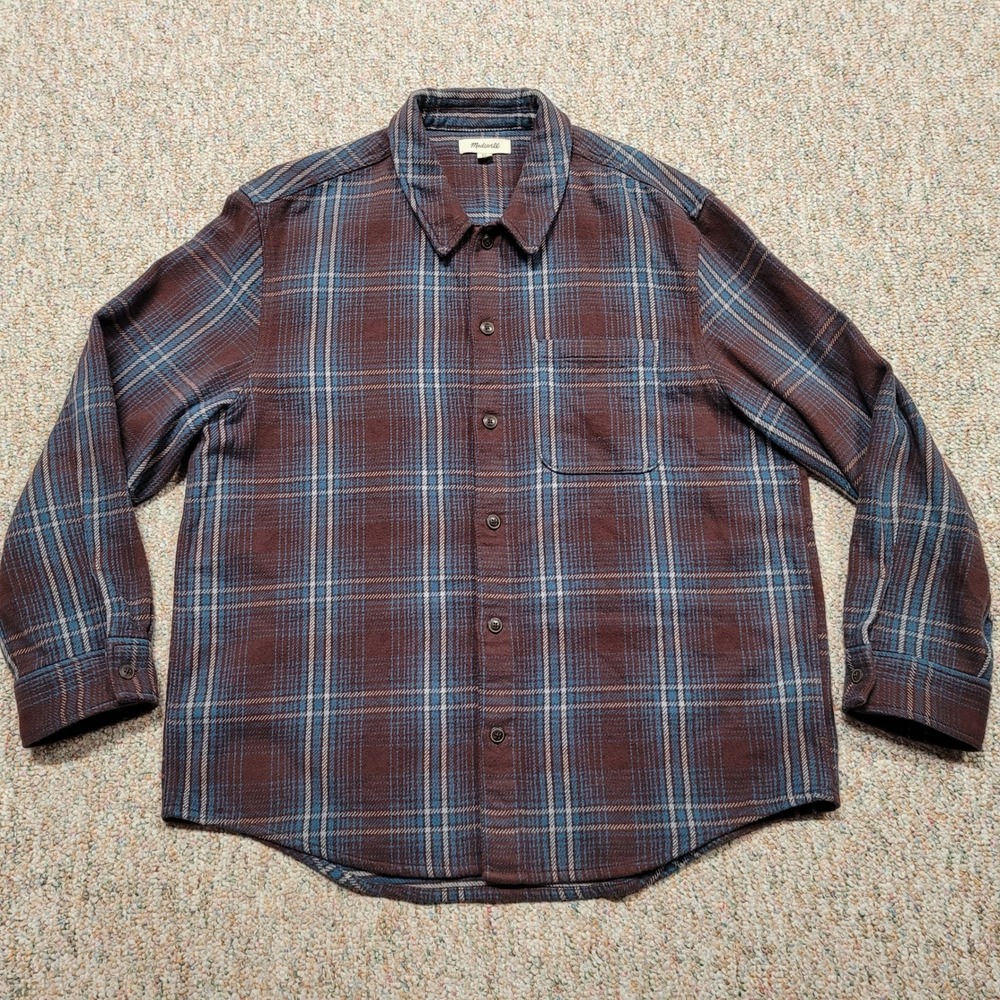 Madewell Shirt Mens XL Chocolate‎ Raisin Plaid Flannel Long Sleeve Button Up